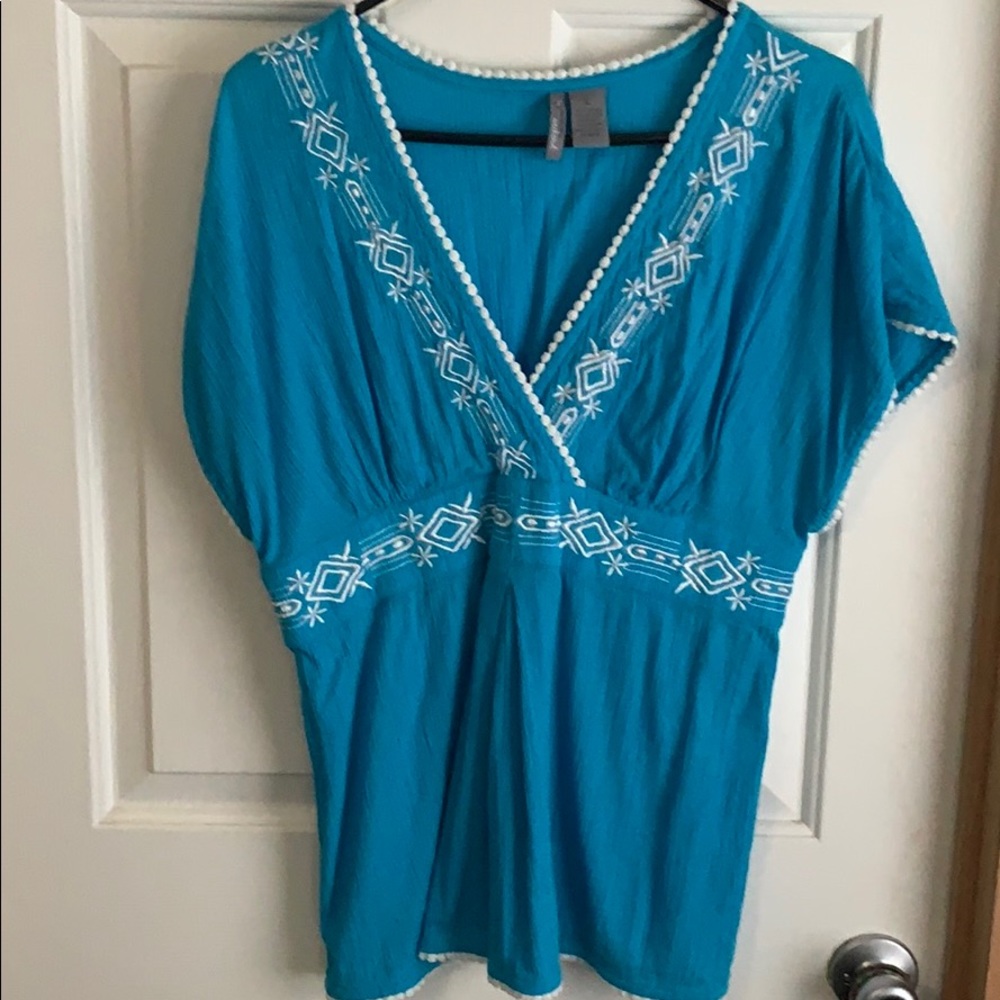 Blue and white blouse